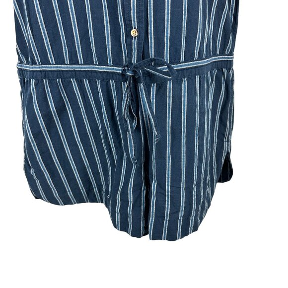 Sandy & Sid Striped Cotton Sleeveless Button-Up Romper With Tie Waist - Large - Picture 2 of 7